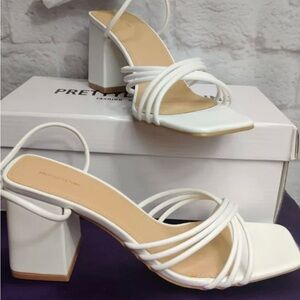 PrettyLittleThing White Multi-Strap Heels